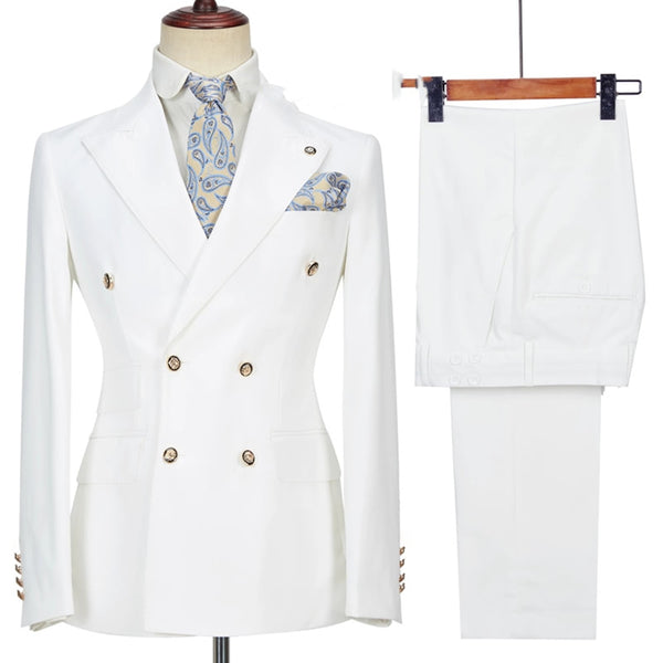 BERRY'S BUYS™ 2023 Costume Homme White Double Breasted Business Suits for Men - Elevate Your Style with Confidence and Elegance. - Berry's Buys