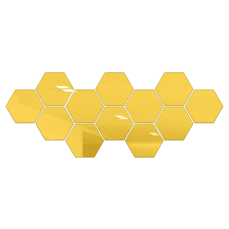 BERRY'S BUYS™ 12pcs Hexagon Mirror Wall Stickers Acrylic Self Adhesive Gold Silver Black Tiles Decals Diy Household Decorative Tiles Sticker - Berry's Buys