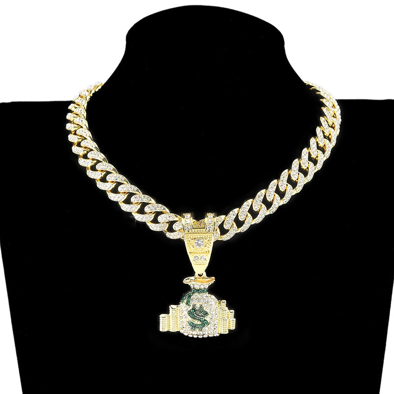 BERRY'S BUYS™ Fashion Personality Cartoon Villain Money Bag Pendant Necklace - Add Some Edge to Your Style with This Bold Hip-Hop Accessory! - Berry's Buys