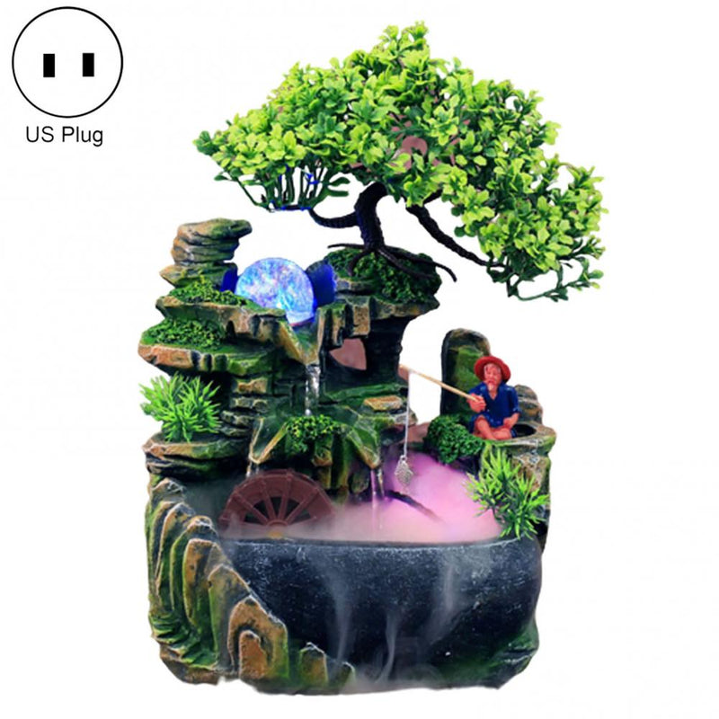 LED Lights Fake Tree Flowing Fountain Rockery - Create a Serene Ambiance with this Stunning Bonsa...