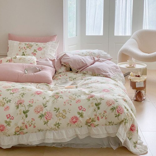 BERRY'S BUYS™ Dobby Print Ruffle Lace Bedding Set - Add a Touch of Femininity to Your Bedroom - Experience Ultimate Comfort and Style - Berry's Buys