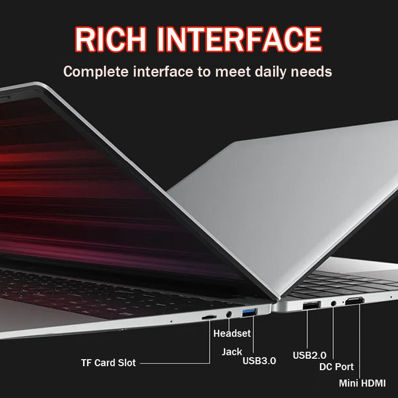 BERRY'S BUYS™ 15.6 Inch Student Laptop - Your All-in-One Solution for Productivity, Gaming, and More! - Lightning-Fast Performance with 16GB DDR4 RAM - Berry's Buys